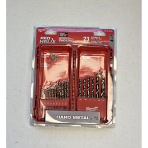 Milwaukie Red Helix Hard Metal Cobalt 23 Piece Drill Bit Wet with Case